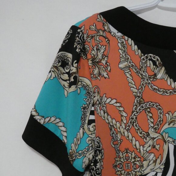 STUDIO By Tiana B | large | Vibrant Colorful Patterned Short Sleeve Dress - Picture 9 of 14